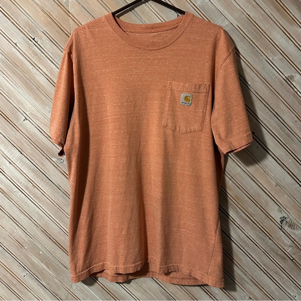 Carhartt Pale Orange Pocket Work Wear T Shirt Thick Material Loose Comfort